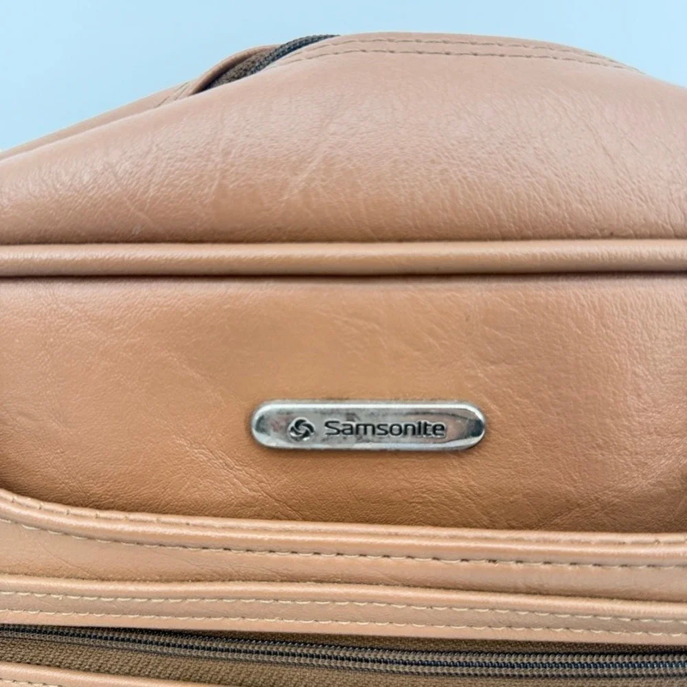 Vintage Samsonite Concord Shoulder Bag VTG Tan Faux Leather Travel Luggage